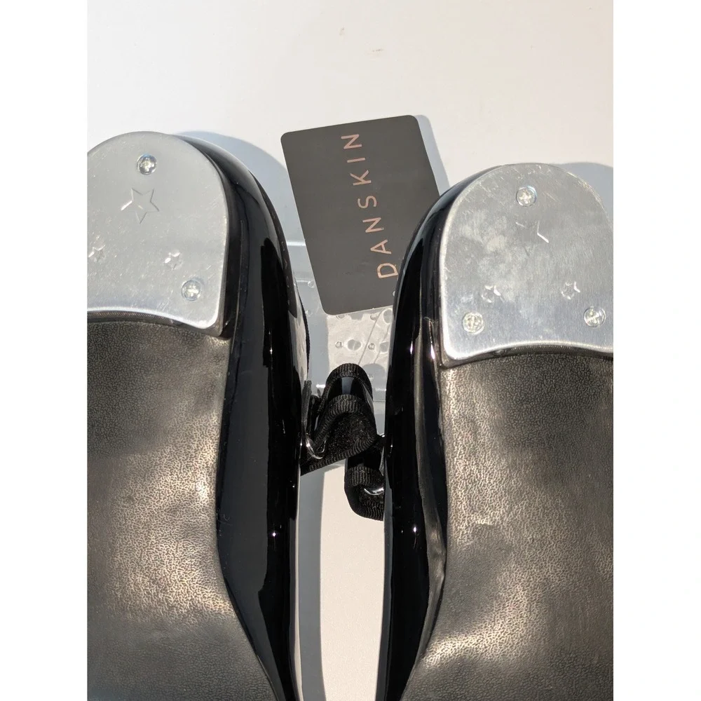 Danskin Tap Shoes Kids Size 2 Black Patent Mary Jane Dance Shoes NWT
